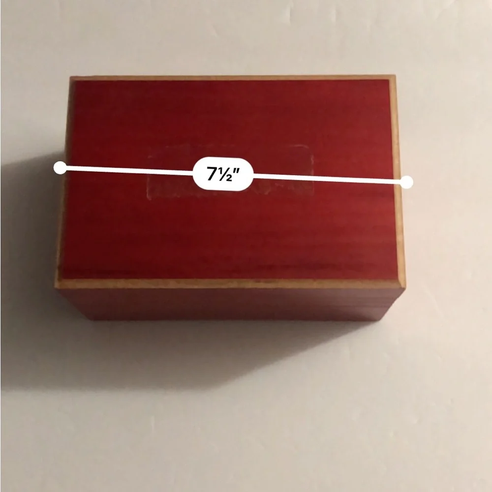 Vintage Red Wooden Jewelry Music Box with Mirror